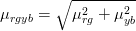 \mu_{rgyb} = \sqrt{\mu_{rg}^2 + \mu_{yb}^2} \mu_{rgyb} = \sqrt{\mu_{rg}^2 + \mu_{yb}^2}