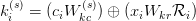 k_i^{(s)} = (c_i W_{kc}^{(s)}) \oplus (x_i W_{kr} \mathcal{R}_i)