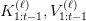 {K^{(\ell)}_{1:t-1},V^{(\ell)}_{1:t-1}}