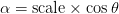 \alpha = \text{scale} \times \cos \theta \alpha = \text{scale} \times \cos \theta