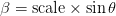 \beta = \text{scale} \times \sin \theta \beta = \text{scale} \times \sin \theta