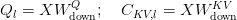 Q_l = X W^Q_{\text{down}}; \quad C_{KV,l} = X W^{KV}_{\text{down}}