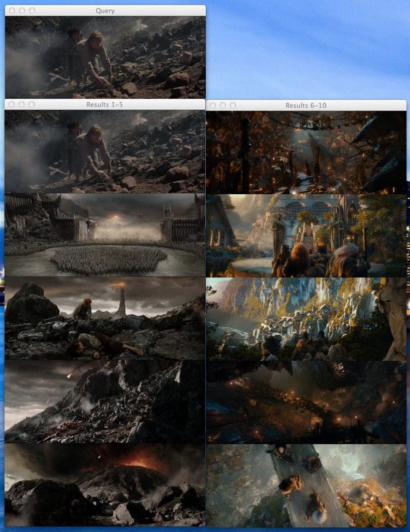 Figure 2: Search Results using Mordor-002.png as a query.