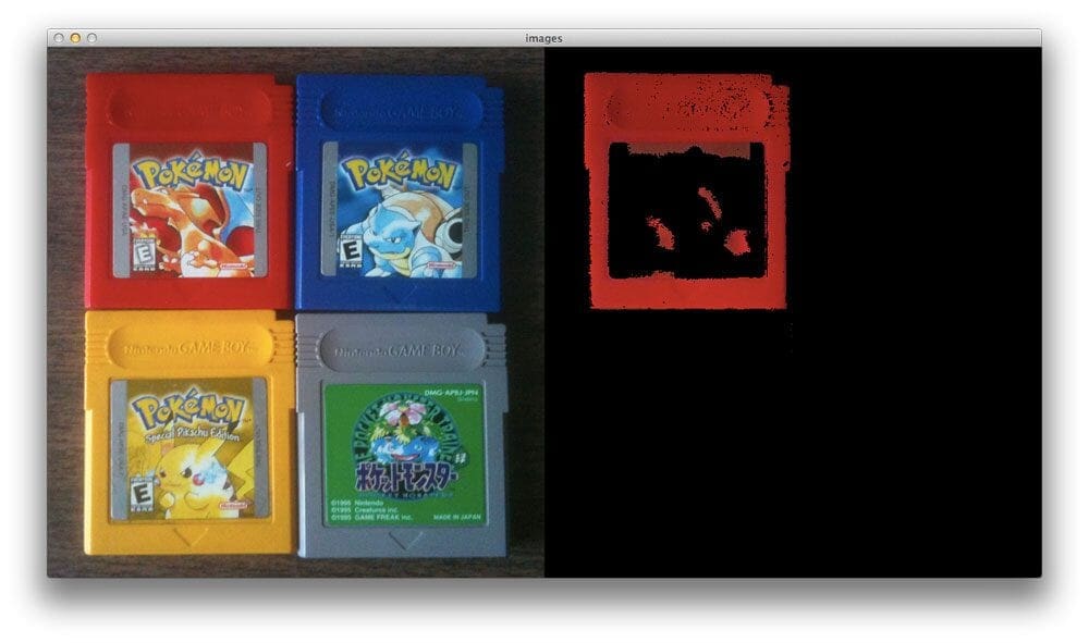 Figure 1: Detecting the color red in an image using OpenCV and Python.