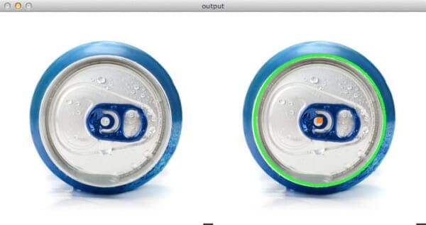 Figure 2: Detecting the top of a soda can using circle detection with OpenCV.