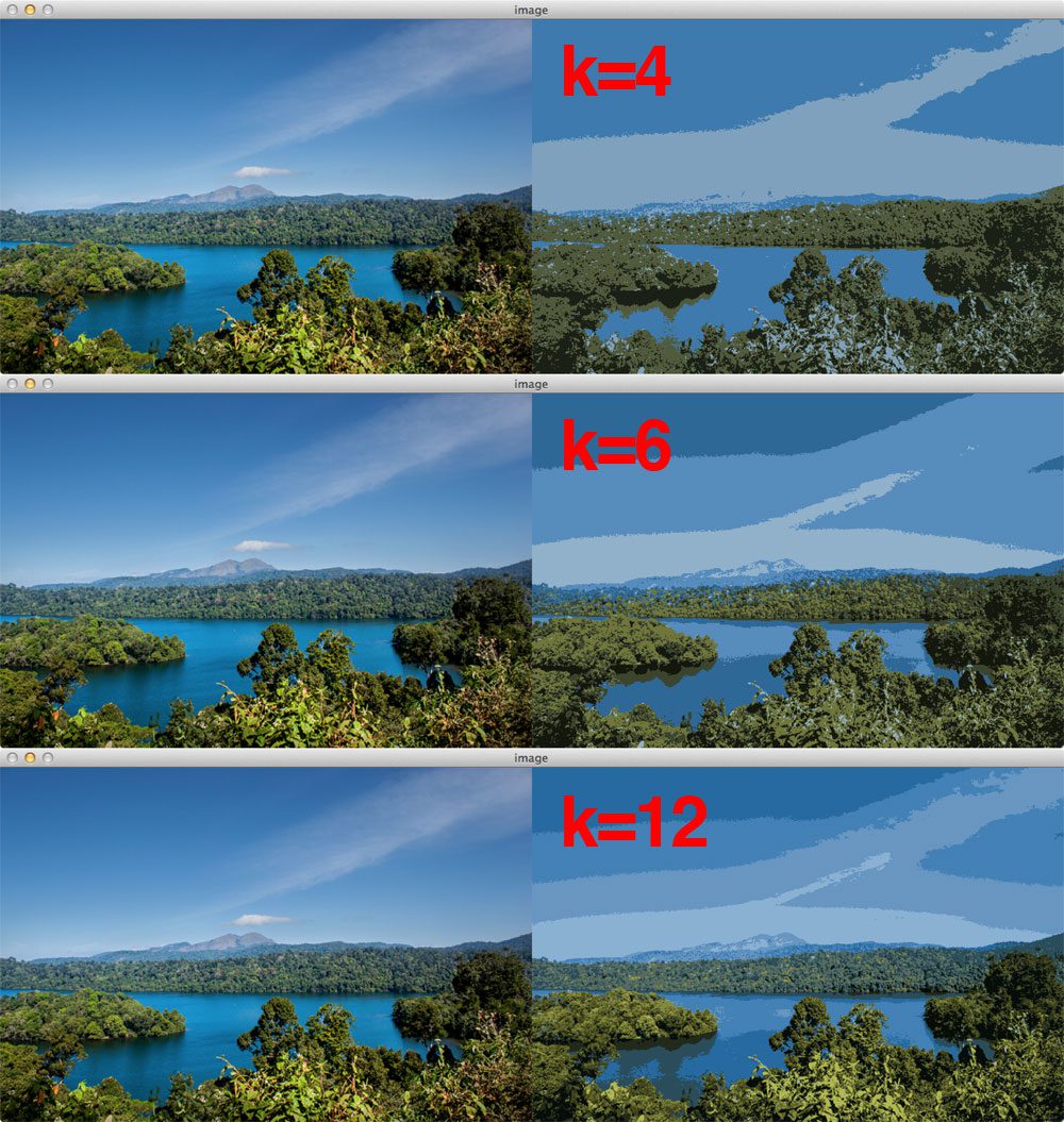 Figure 2: Apply color quantization using OpenCV to a nature scene.