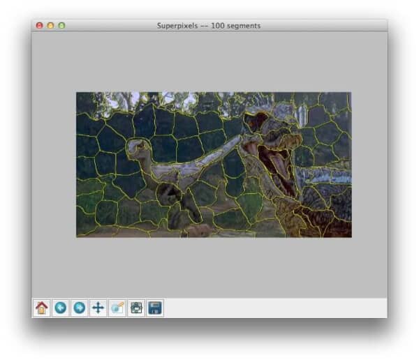 Applying SLIC superpixel segmentation to generate 100 superpixels using Python.