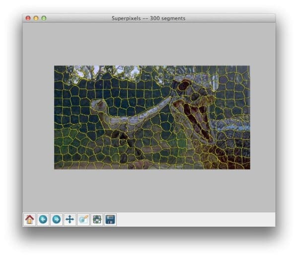 Applying SLIC superpixel segmentation to generate 300 superpixels using Python.