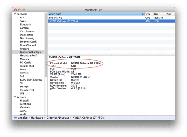 The chipset of my MacBook Pro