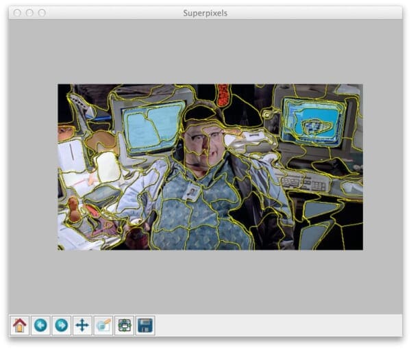 Figure 1: Applying SLIC to find superpixel segmentations and then marking the segment boundaries.