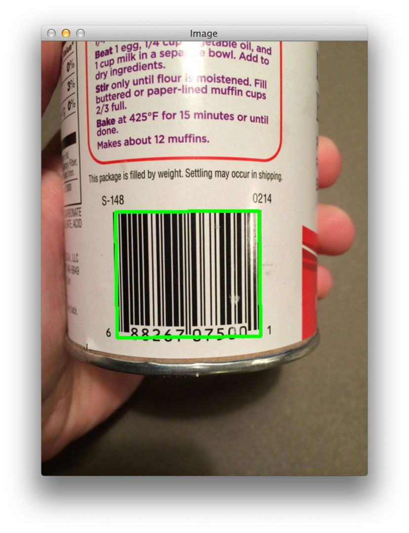 Figure 8: Using computer vision to detect a barcode in an image.