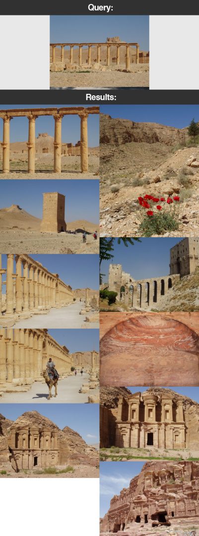 Figure 18: The results of our image search engine for other areas of Egypt. Notice how the blue sky consistently appears in the search results.