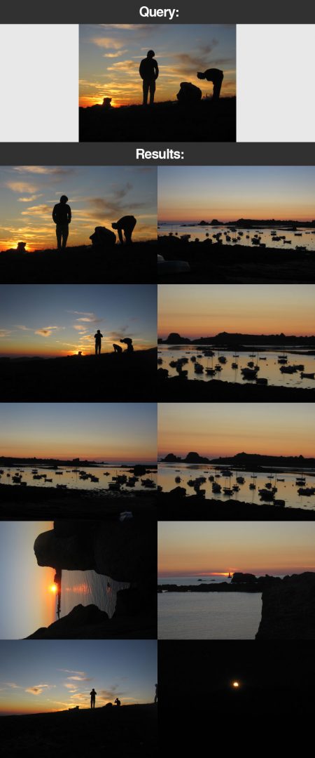 Figure 22: Our OpenCV image search engine is able to find the images of the sunset in our vacation photo dataset.