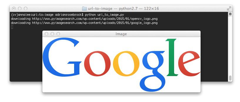 Figure 2: Downloading the Google logo from a URL and converting it to OpenCV format.