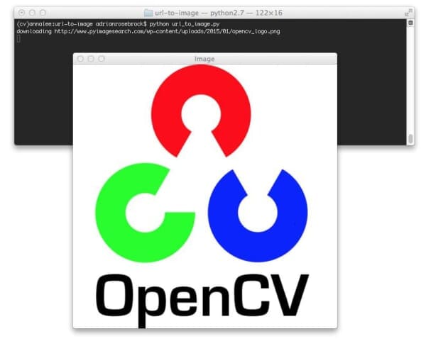 Figure 1: Downloading the OpenCV logo from a URL and converting it to OpenCV format.