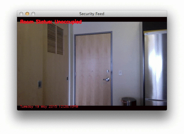 Figure 5: A few example frames of our motion detection system in Python and OpenCV in action.