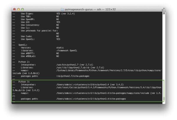 Figure 2: CMake has picked up the correct Python 3 interpreter, libraries, and site-packages path.