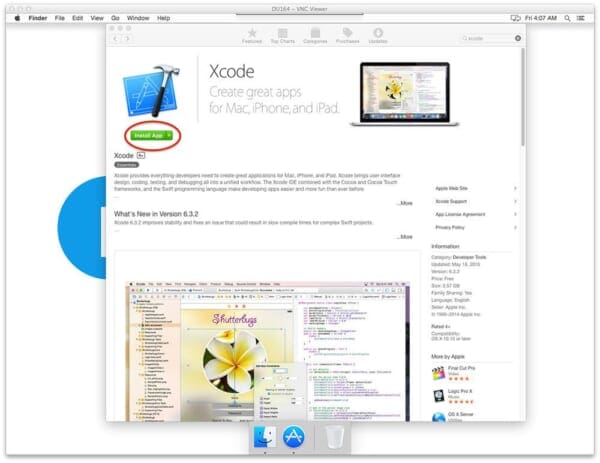 Figure 1: Installing Xcode on OSX.