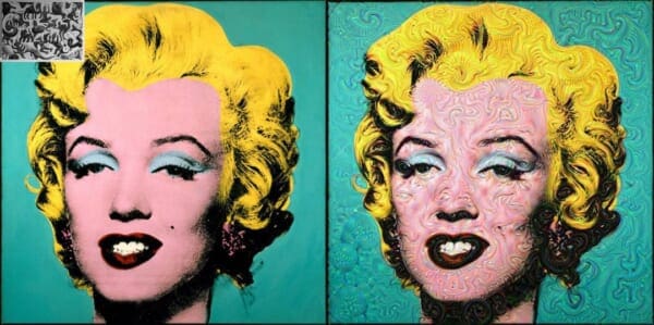 Figure 2: Andy Warhol's Marilyn Monroe guided using MC Escher's Mosaic II.