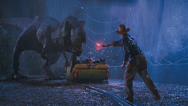 Figure 1: The iconic input image of Dr. Grant and the T-Rex from Jurassic Park.