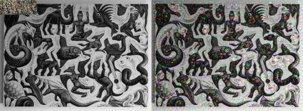 Figure X: MC Esher's Mosaic II guided by Jackson Pollock's Energy Made Visible.