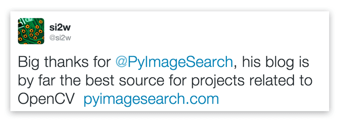 Big thanks for @PyImageSearch, his blog is by far the best source for projects related to OpenCV.