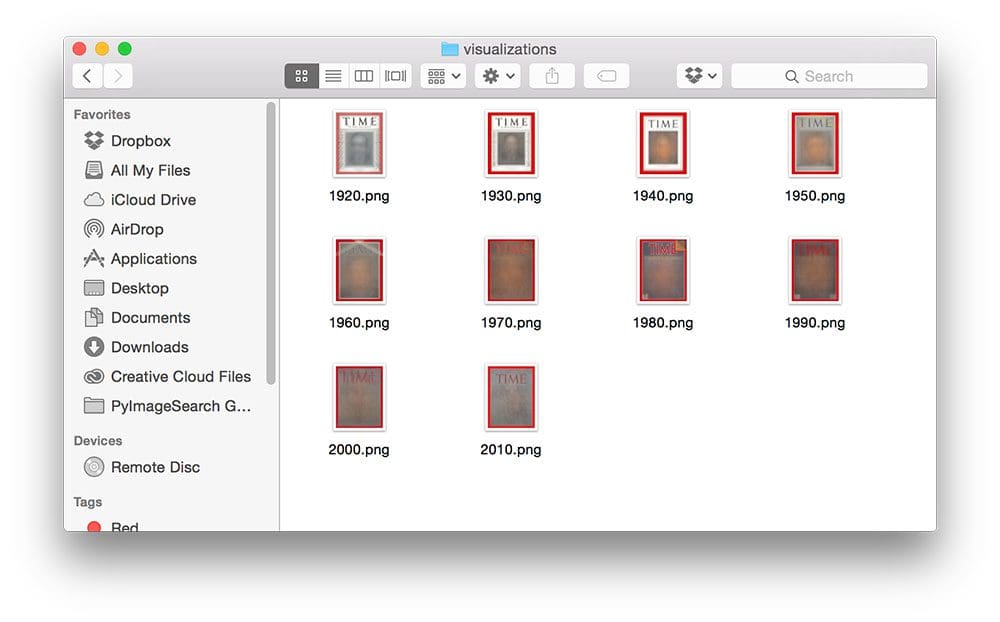 Figure 1: The output of our analyze_covers.py script for image averaging.