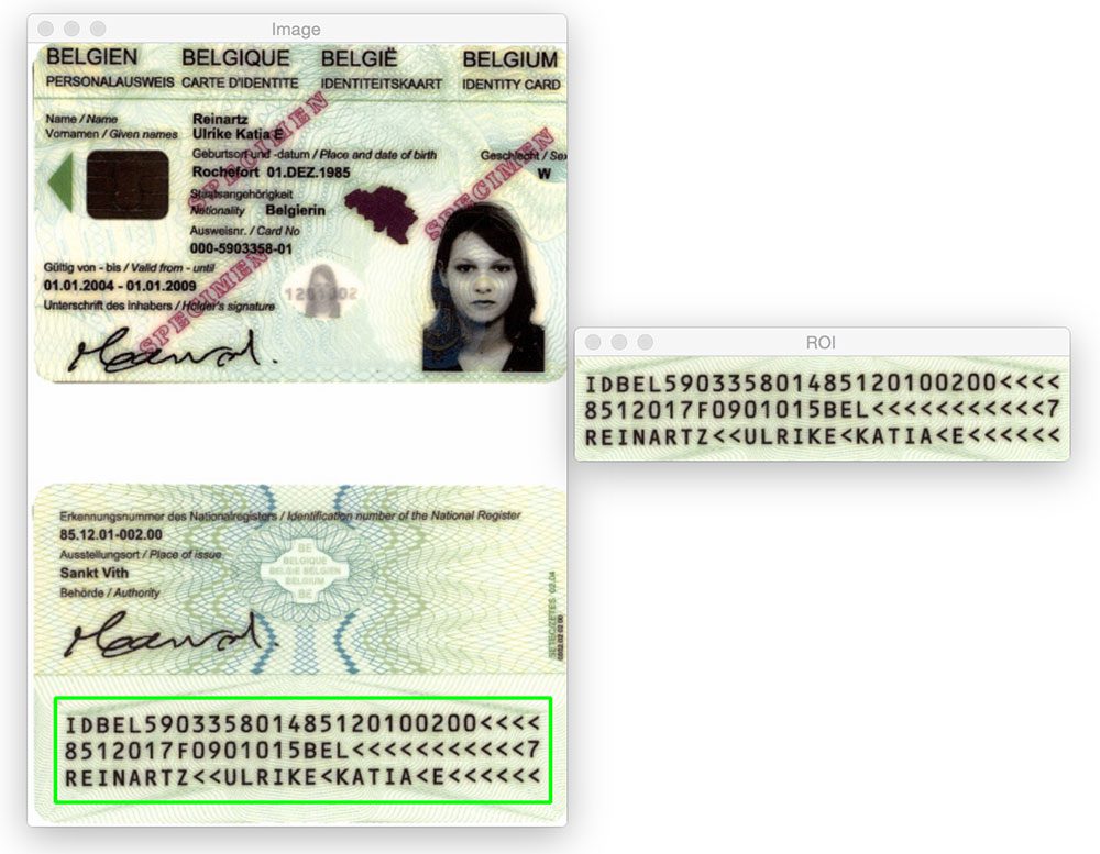 Figure 8: Applying MRZ detection to a scanned passport.