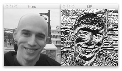 Figure 4: An example of computing the LBP representation (right) from the original input image (left).