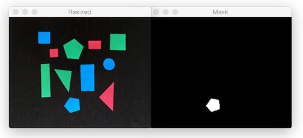 Figure 1: (Right) The original image. (Left) The mask image, indicating that we will only perform computations in the "white" region of the image, ignoring the black background.