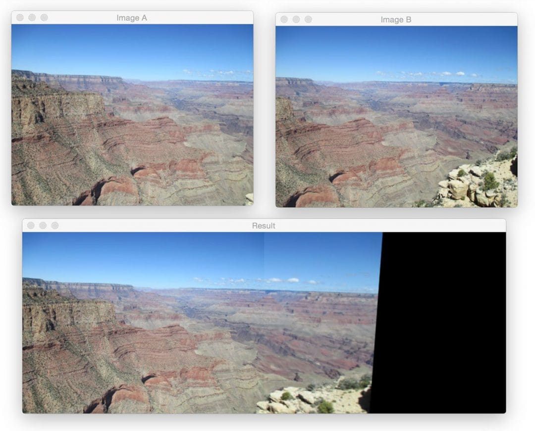 Figure 5: Using image stitching to build a panorama using OpenCV and Python.