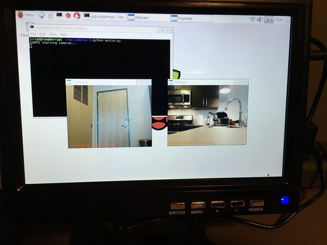 Figure 3: An example screenshot of monitoring both video feeds from the multiple camera Raspberry Pi setup.