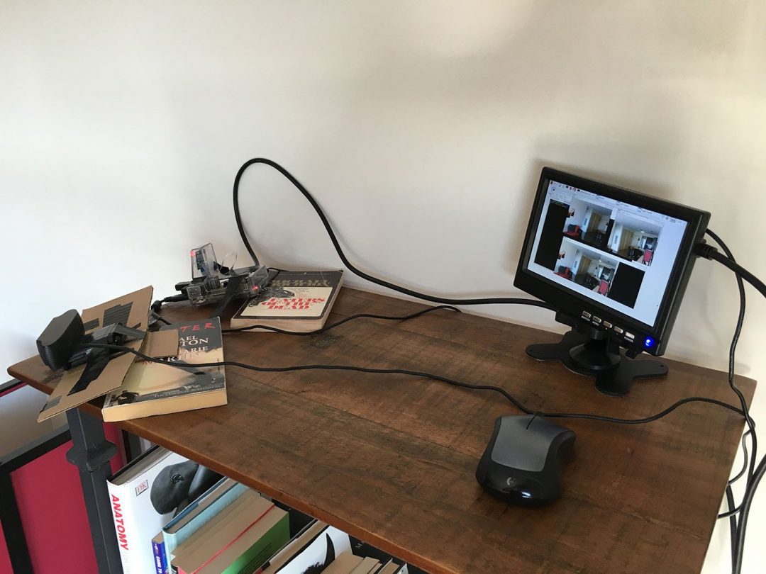 Figure 1: My the Raspberry Pi 2 + USB webcam + Pi camera module setup.