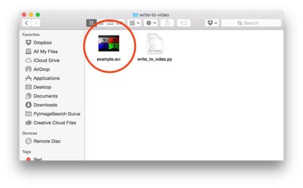 Figure 3: After executing our Python script, a video has been successfully written to disk using OpenCV.