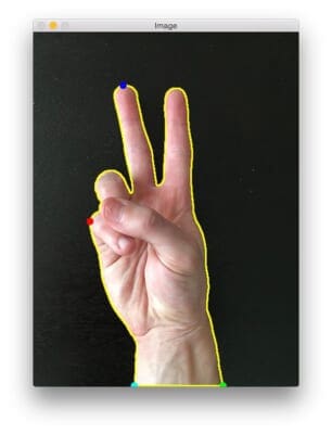 Figure 7: Again, were are able to accurately compute the extreme points along the contour.