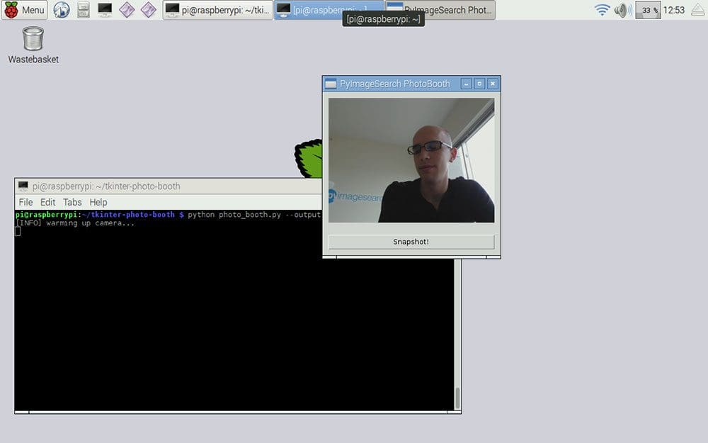 Figure 2: Once our app launches, you should see the live stream of the camera displayed in the Tkinter window.