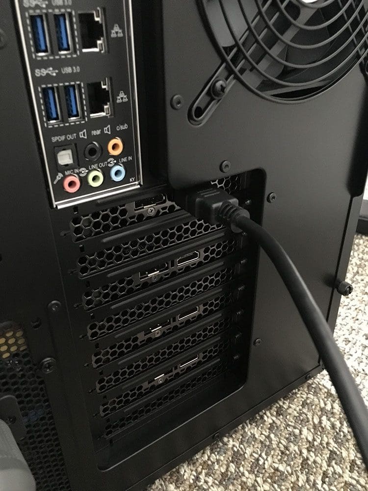 Figure 7: Make sure you connect your monitor to the first graphics card in the system.
