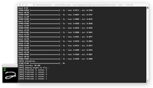 Figure 8: A final example of classifying digits using LeNet and Deep Learning.