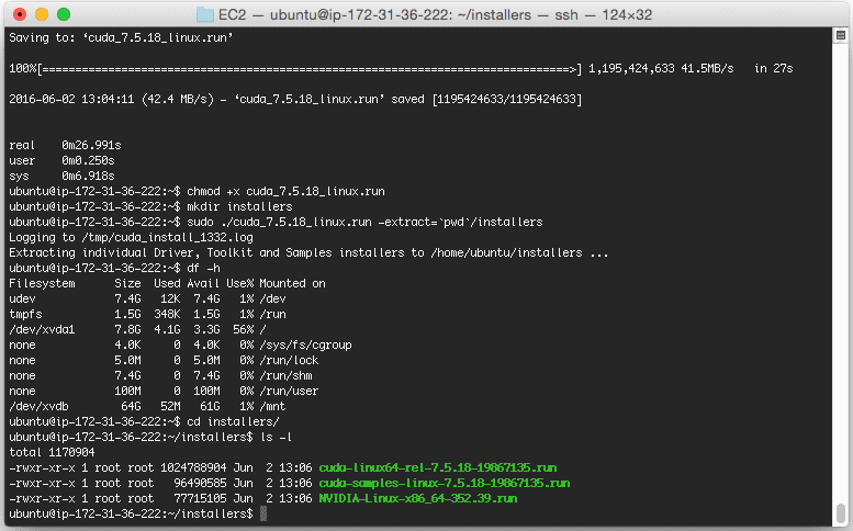 Figure 2: Extracting the set of .run files into the 'installers' directory.