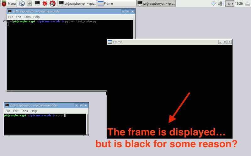 Figure 2: The strange blank/black frame error.