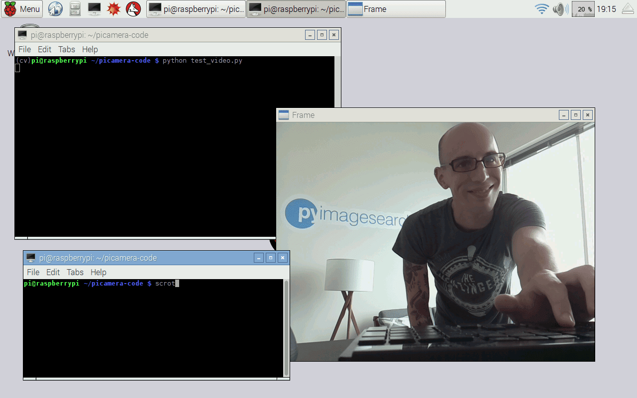 Figure 1: Displaying the Raspberry Pi video stream to our screen.