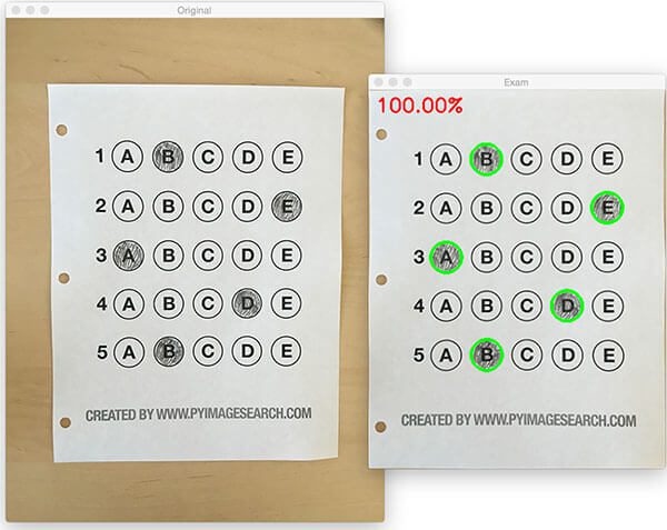 Figure 14: Recognizing bubble sheet exams using computer vision.