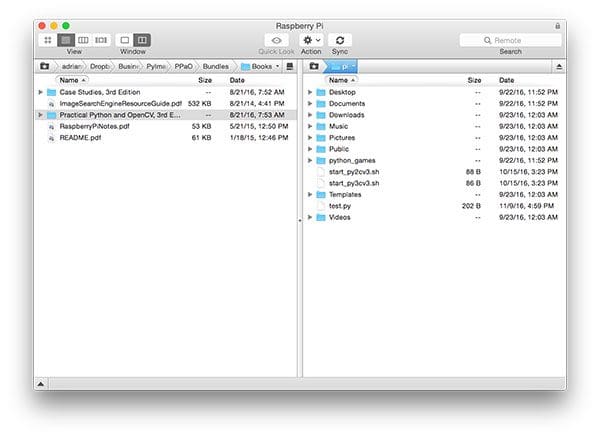 Figure 8: Utilize a SFTP/FTP client to transfer the Practical Python and OpenCV code from your system to the Raspberry Pi.