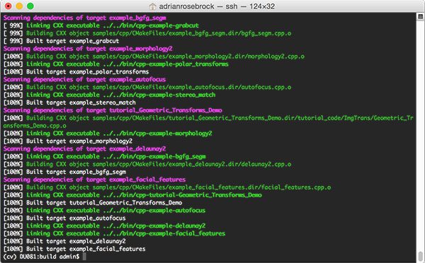Figure 9: Successfully compiling OpenCV 3 from source with Python 2.7 bindings on macOS.