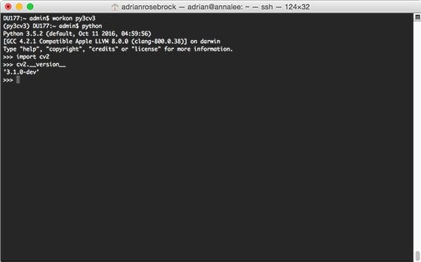 Figure 10: Utilizing virtual environments with Python 3 + OpenCV 3 on macOS.