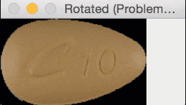 Figure 2: However, rotating oblong pills using the OpenCV's standard cv2.getRotationMatrix2D and cv2.warpAffine functions caused me some problems.