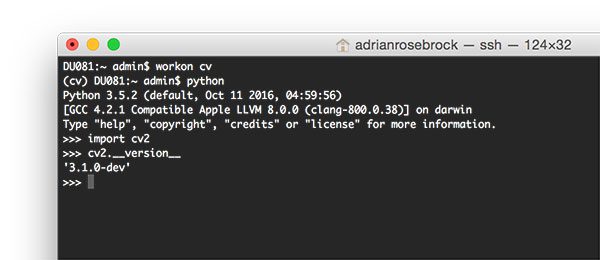 Figure 9: Ensuring that I have successfully installed my OpenCV 3 + Python 3.5 bindings on macOS.