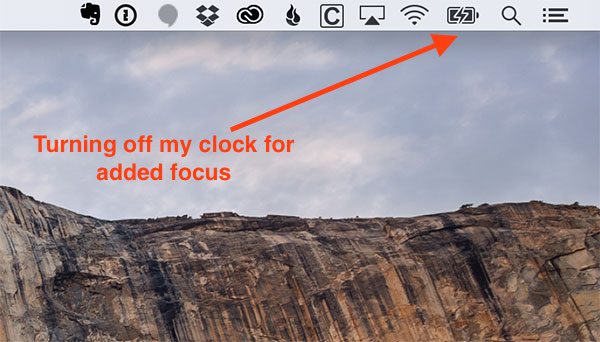 Figure 9: No distractions include turning off the clock on my desktop.