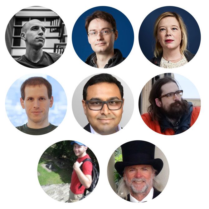 PyImageConf 2018 speakers include Adrian Rosebrock, François Chollet, Katherine Scott, Davis King, Satya Mallick, Joseph Howse, Adam Geitgey, Jeff Bass, and more.