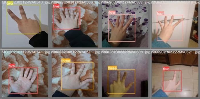 Figure 10: Ground-truth images (top) and YOLOv8n model prediction (bottom) on a sample validation dataset fine-tuned with all layers (source: image by the author).